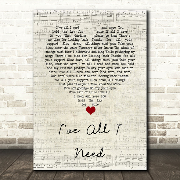 Liam Gallagher I've All I Need Script Heart Song Lyric Music Art Print