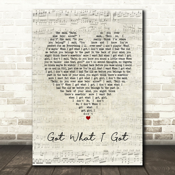 Jason Aldean Got What I Got Script Heart Song Lyric Music Art Print