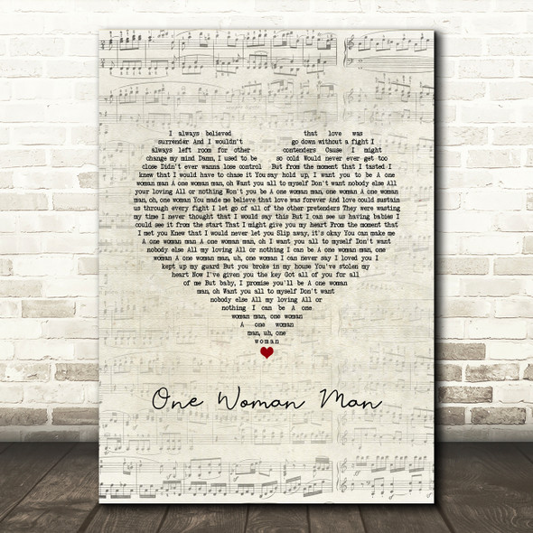 John Legend One Woman Man Script Heart Song Lyric Music Art Print