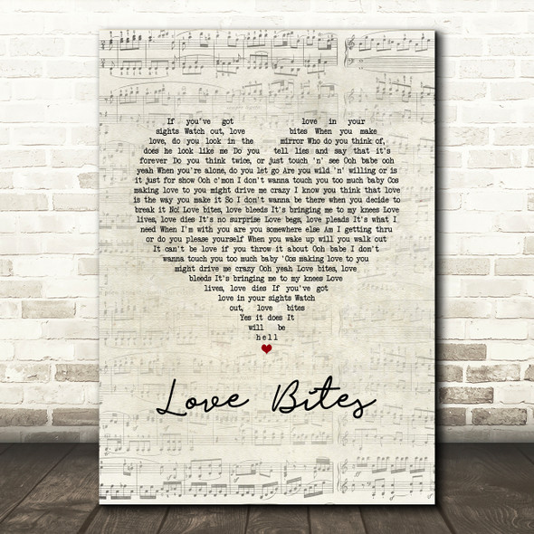 Def Leppard Love Bites Script Heart Song Lyric Music Art Print