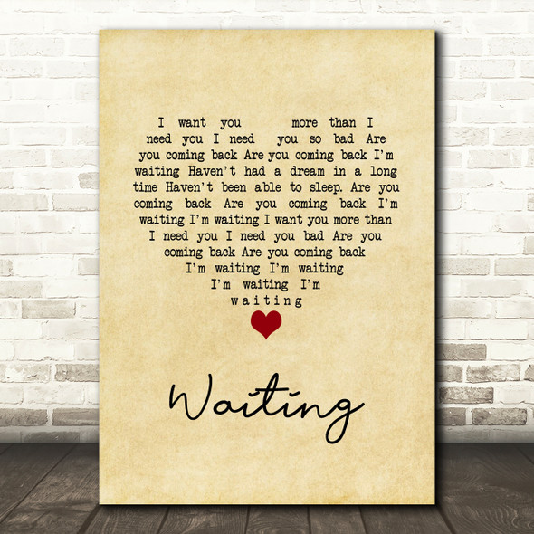 Alice Boman Waiting Vintage Heart Song Lyric Music Art Print