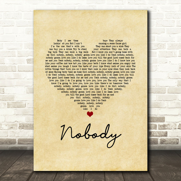 Dylan Scott Nobody Vintage Heart Song Lyric Music Art Print