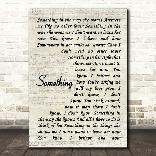 The Beatles Something Vintage Script Song Lyric Music Art Print