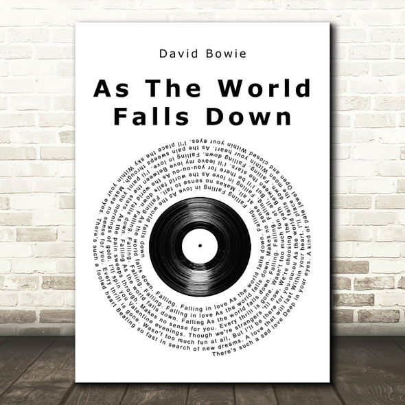 David Bowie As The World Falls Down Vinyl Record Song Lyric Music Art Print