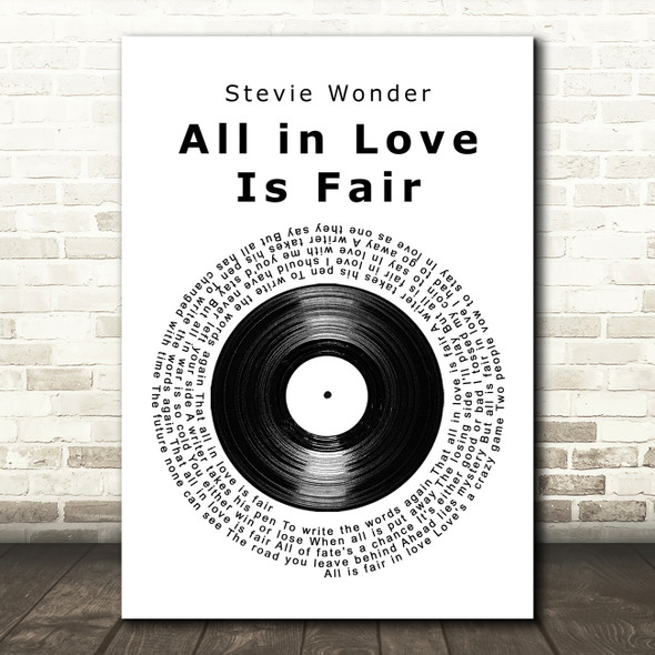 Stevie Wonder All in Love Is Fair Vinyl Record Song Lyric Music Art Print