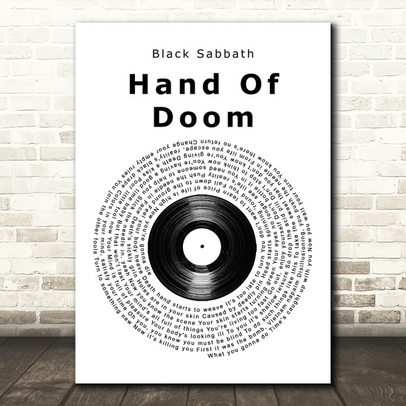 Black Sabbath Hand Of Doom Vinyl Record Song Lyric Music Art Print