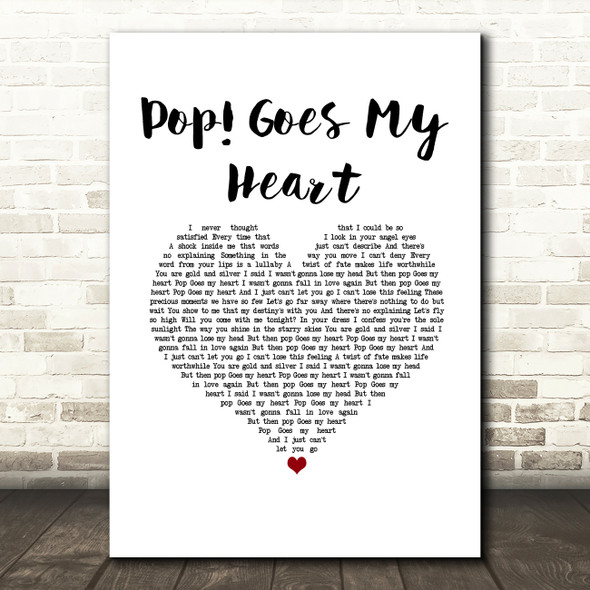 Hugh Grant Pop! Goes My Heart White Heart Song Lyric Music Art Print