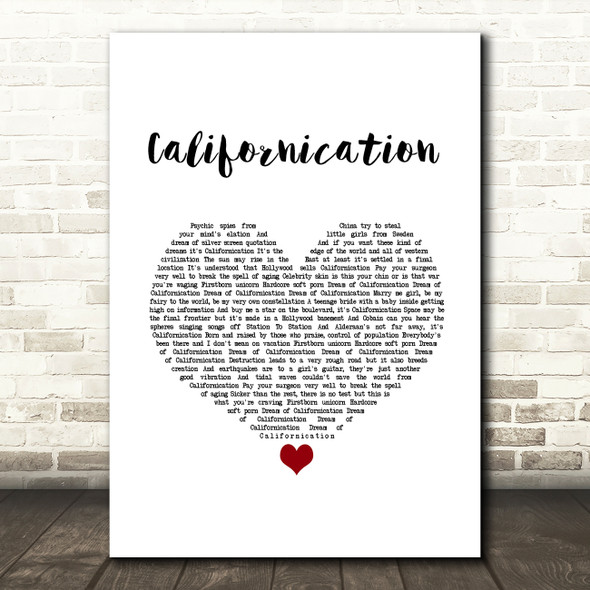 Red Hot Chili Peppers Californication Vinyl Record Song Lyric Art Print 