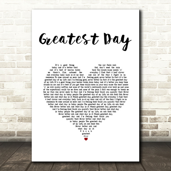 Beverley Knight Greatest Day White Heart Song Lyric Music Art Print