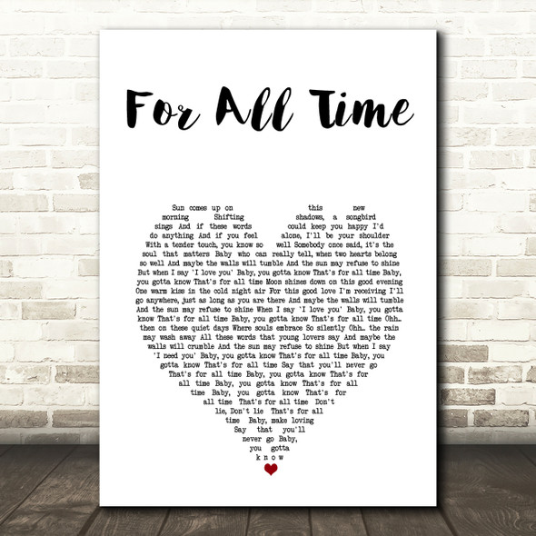 Michael Jackson For All Time White Heart Song Lyric Music Art Print