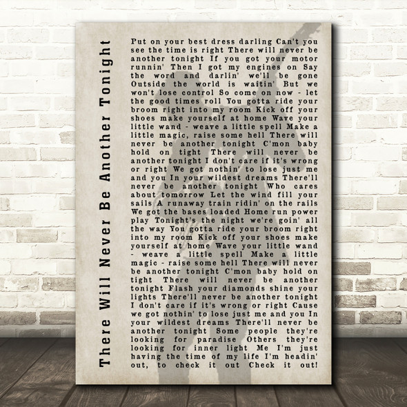 Bryan Adams There Will Never Be Another Tonight Shadow Song Lyric Quote Print