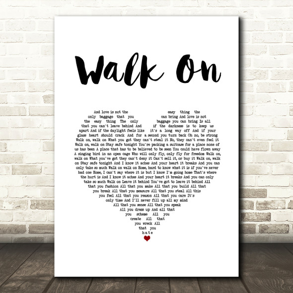 U2 Walk On White Heart Song Lyric Music Art Print