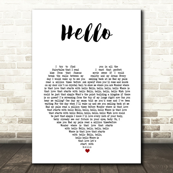 Mohombi Hello White Heart Song Lyric Music Art Print