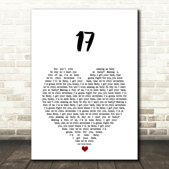 M.K. 17 White Heart Song Lyric Music Art Print