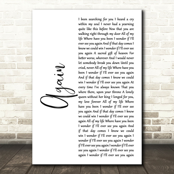 Lenny Kravitz Again White Script Song Lyric Music Art Print