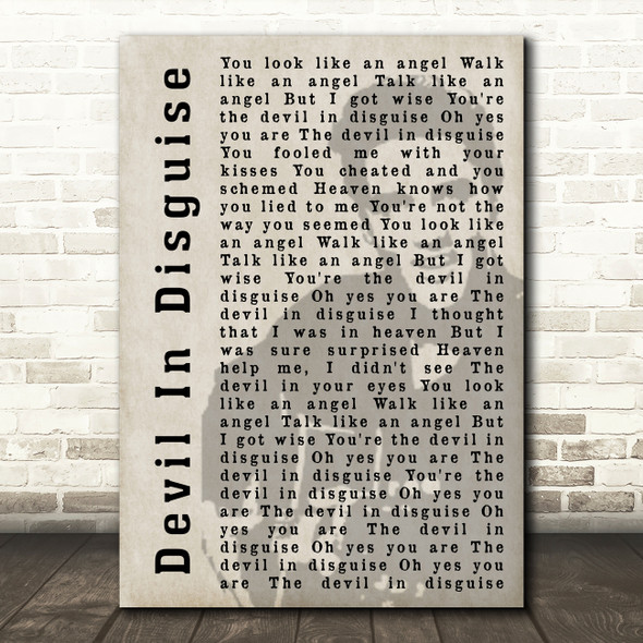 Elvis Presley Devil In Disguise Face Shadow Song Lyric Quote Print