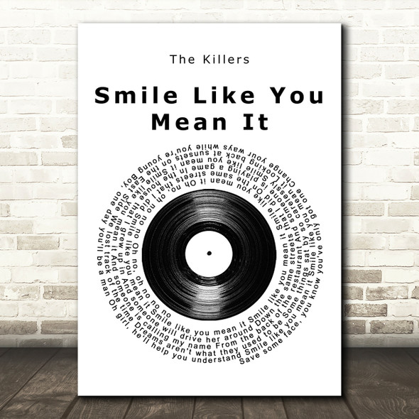 The Killers Smile Like You Mean It Vinyl Record Song Lyric Art Print
