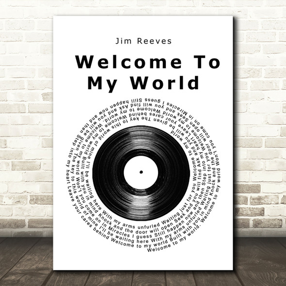 Jim Reeves Welcome To My World Vinyl Record Song Lyric Art Print