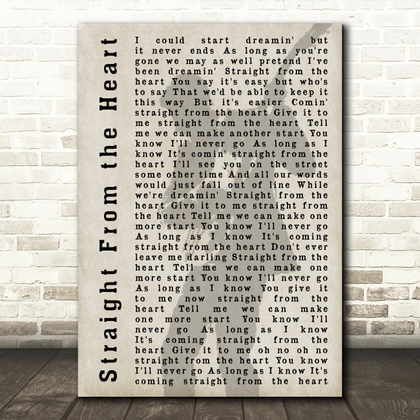 Bryan Adams Straight From the Heart Shadow Song Lyric Quote Print
