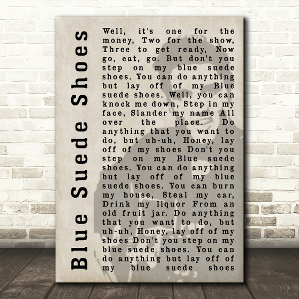 Elvis Presley Blue Suede Shoes Face Shadow Song Lyric Quote Print