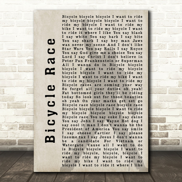 Queen Bicycle Race Freddie Mercury Shadow Song Lyric Quote Print