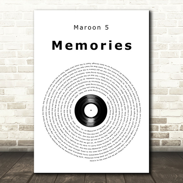 Maroon 5 Memories Vinyl Record Song Lyric Art Print