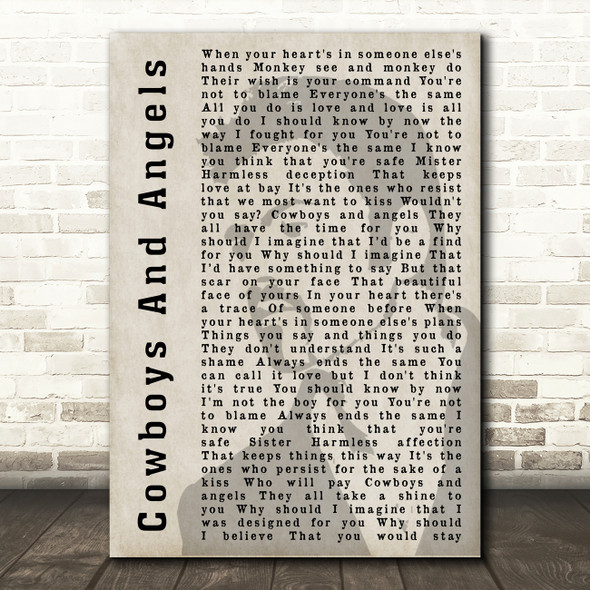 George Michael Cowboys And Angels Shadow Song Lyric Quote Print