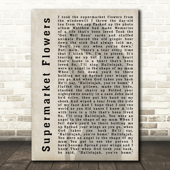 Ed Sheeran Supermarket Flowers Shadow Song Lyric Quote Print