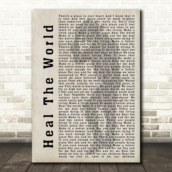 Michael Jackson Heal The World Shadow Song Lyric Quote Print