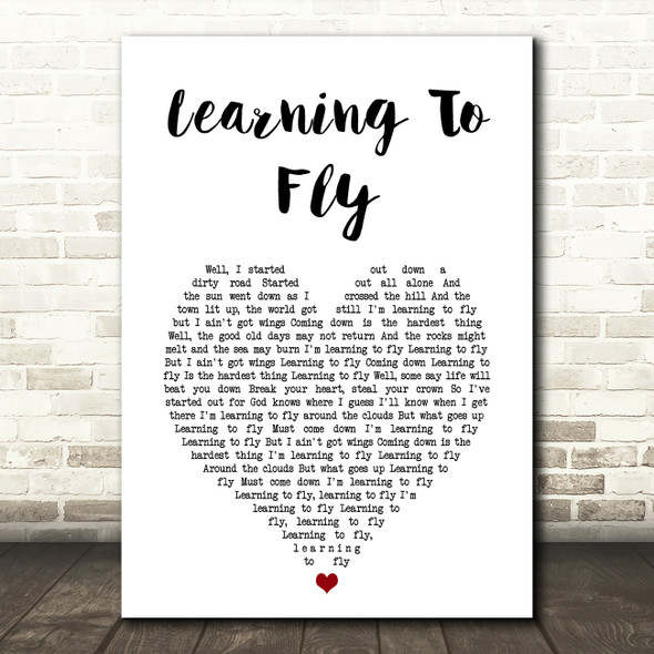 Tom Petty And The Heartbreakers Learning To Fly White Heart Song Lyric Art Print