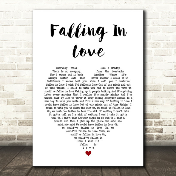 McFly Falling In Love White Heart Song Lyric Art Print