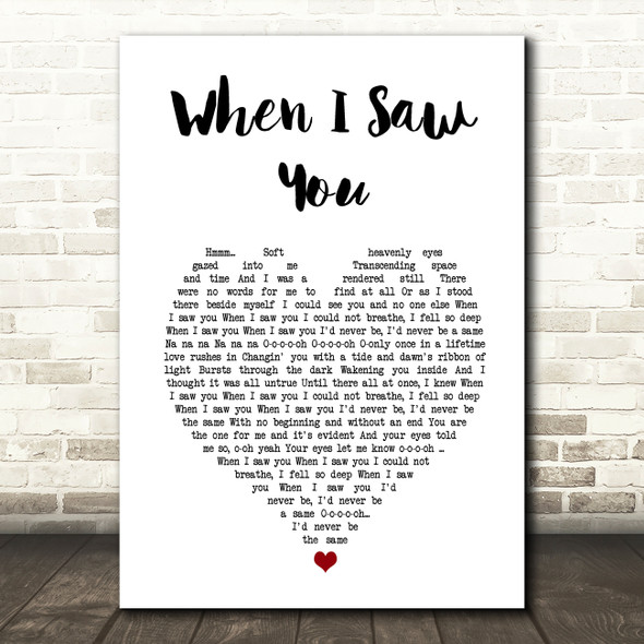 Mariah Carey When I Saw You White Heart Song Lyric Art Print