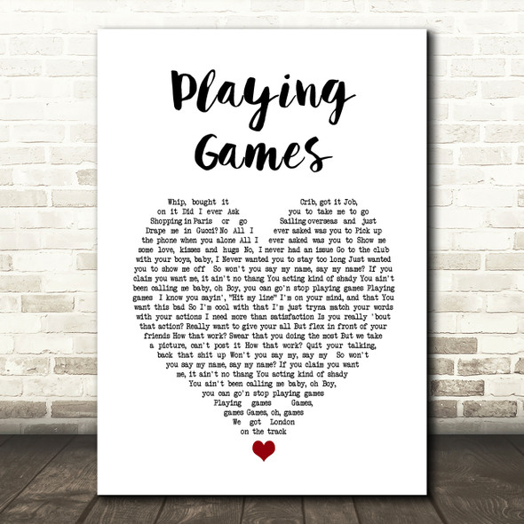 Summer Walker Playing Games White Heart Song Lyric Art Print