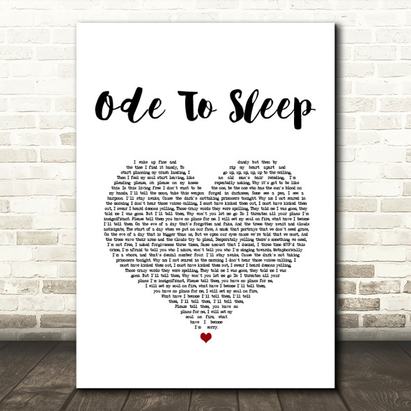 Twenty One Pilots Ode To Sleep White Heart Song Lyric Art Print
