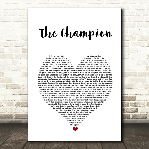 Carrie Underwood The Champion White Heart Song Lyric Art Print