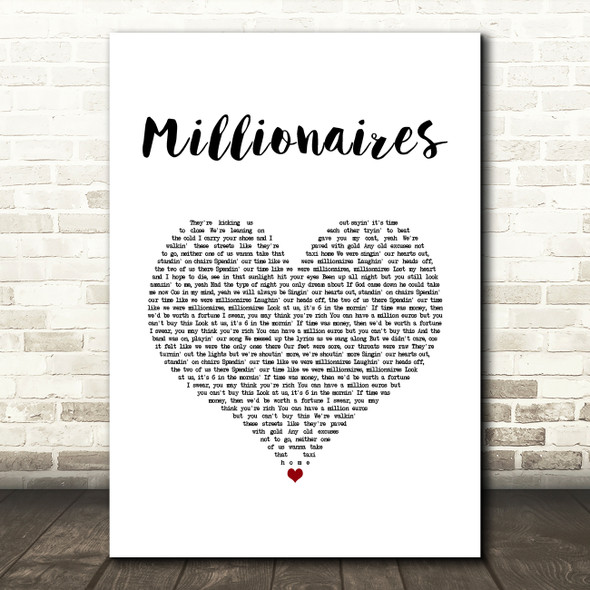 The Script Millionaires White Heart Song Lyric Art Print