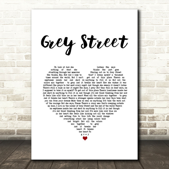 Dave Matthews Band Grey Street White Heart Song Lyric Art Print