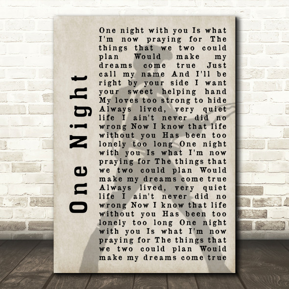 Elvis Presley One Night Pose Shadow Song Lyric Quote Print