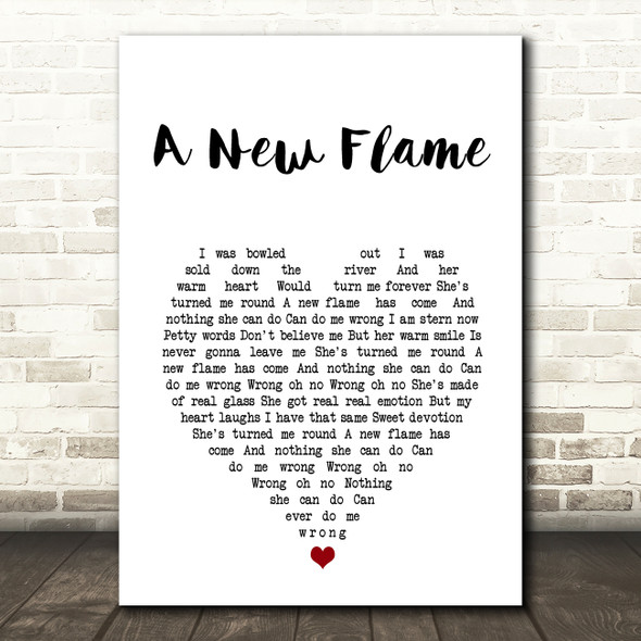 Simply Red A New Flame White Heart Song Lyric Art Print