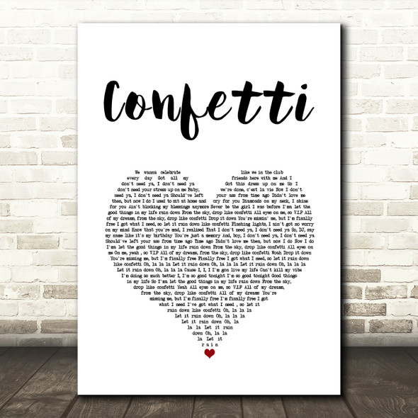 Little Mix Confetti White Heart Song Lyric Art Print