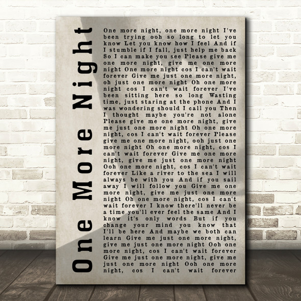 Phil Collins One More Night Shadow Song Lyric Quote Print