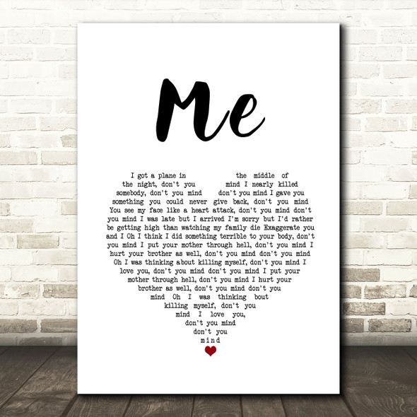 The 1975 Me White Heart Song Lyric Art Print