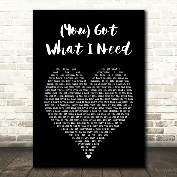 Freddie Scott (You) Got What I Need Black Heart Song Lyric Art Print