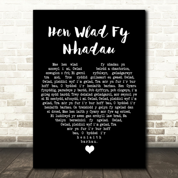 James James Hen Wlad Fy Nhadau Black Heart Song Lyric Art Print