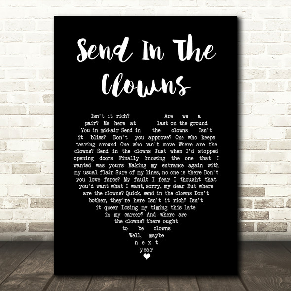 Cleo Laine Send In The Clowns Black Heart Song Lyric Art Print