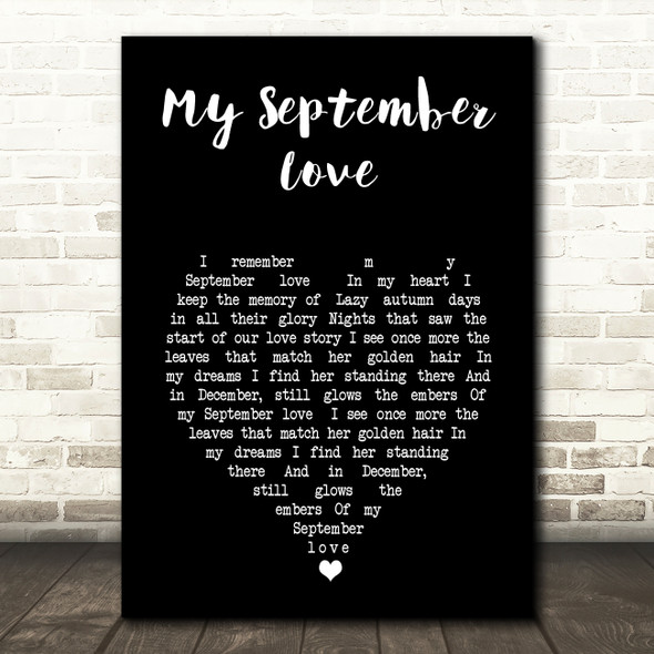 David Whitfield My September Love Black Heart Song Lyric Art Print