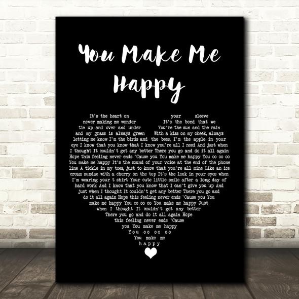 Lindsey Ray You Make Me Happy Black Heart Song Lyric Art Print