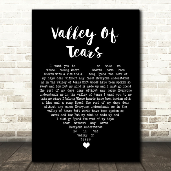 Buddy Holly Valley Of Tears Black Heart Song Lyric Art Print