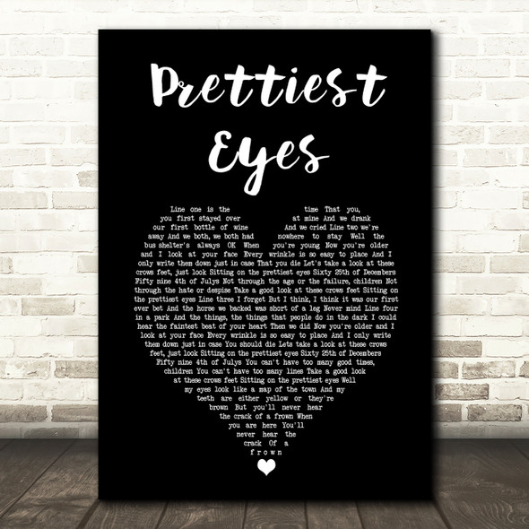 The Beautiful South Prettiest Eyes Black Heart Song Lyric Art Print