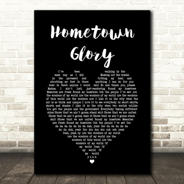 Adele Hometown Glory Black Heart Song Lyric Art Print